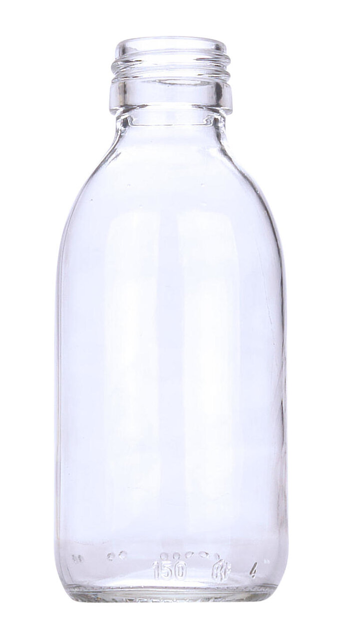 Glazen Medicijn / Siroop Fles Helder 150ml zonder accessoires