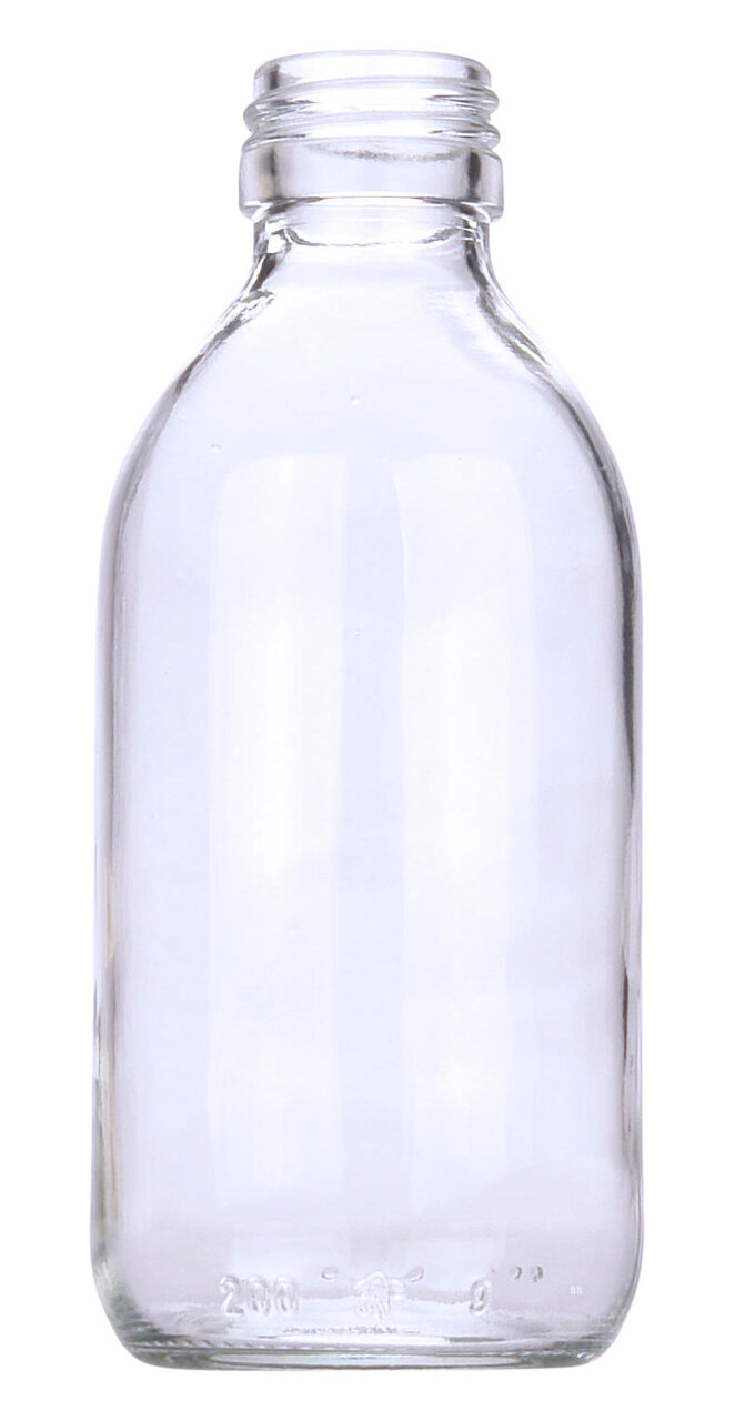 Glazen Medicijn / Siroop Fles Helder 200ml zonder accessoires