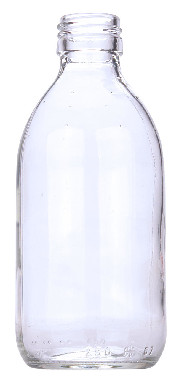 Glazen Medicijn / Siroop Fles Helder 250ml zonder accessoires