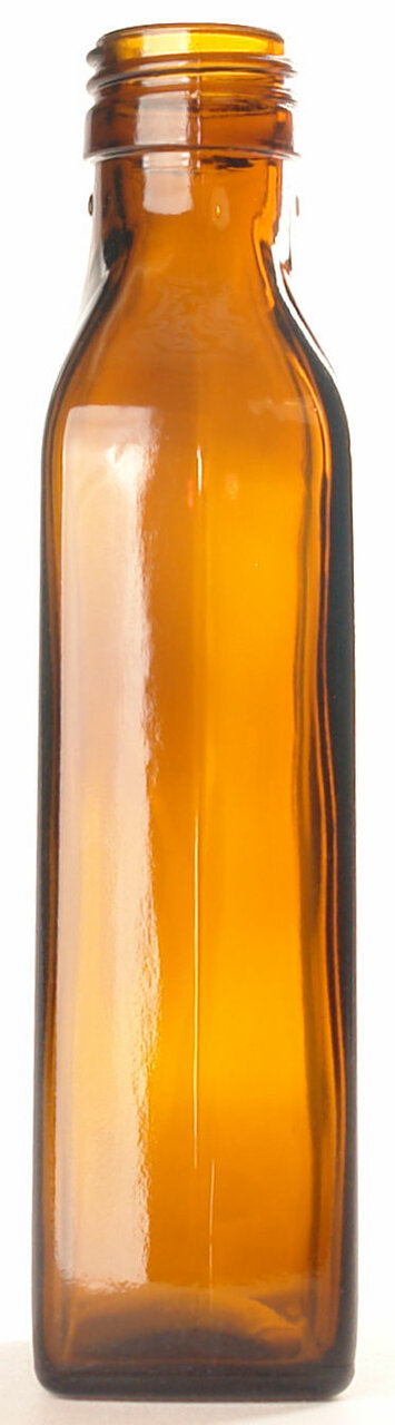 Sirop Bottle Rectangular 200ml GLASS Amber 28/410
