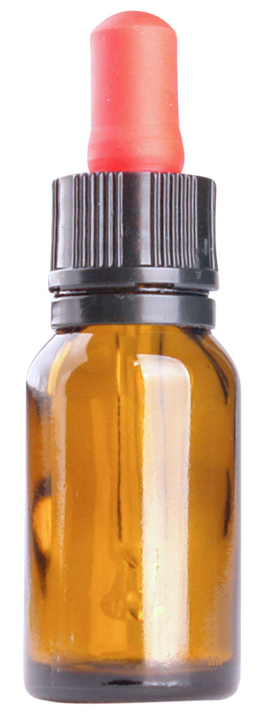 15ml Amber Bruin flesje met rood/zwart pipetten met garantiesluiting  