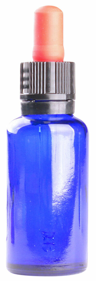 pipetflesje 30ml kobalt blauw met rood/zwart pipet 
