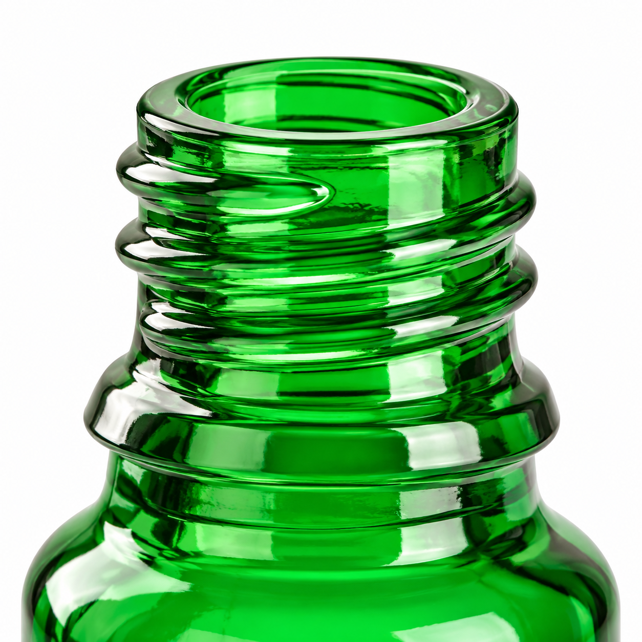 detail Groen glazen druppelflesje 10 ml met DIN 18-schroefhals