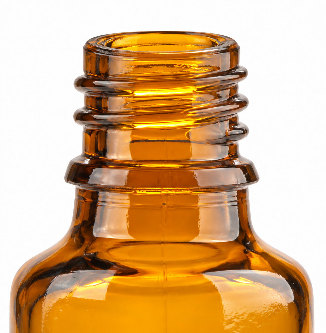 detail Druppelflesje 20 ml van amberkleurig bruin glas met DIN 18-schroefhals