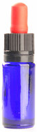 10ml kobalt blauw flesje met pipet rood/zwart met garantiesluiting  