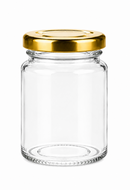 Jampotje 100 ml van helder glas met goudkleurig Twist-Off-deksel