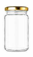 Jampot 370 ml helder glas met gouden TO63 Twist-Off deksel