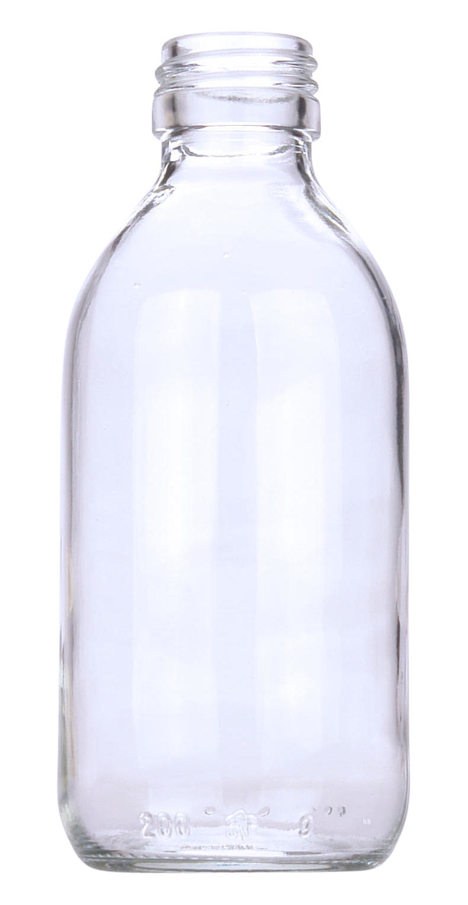 Glazen Medicijn / Siroop Fles Helder 200ml zonder accessoires