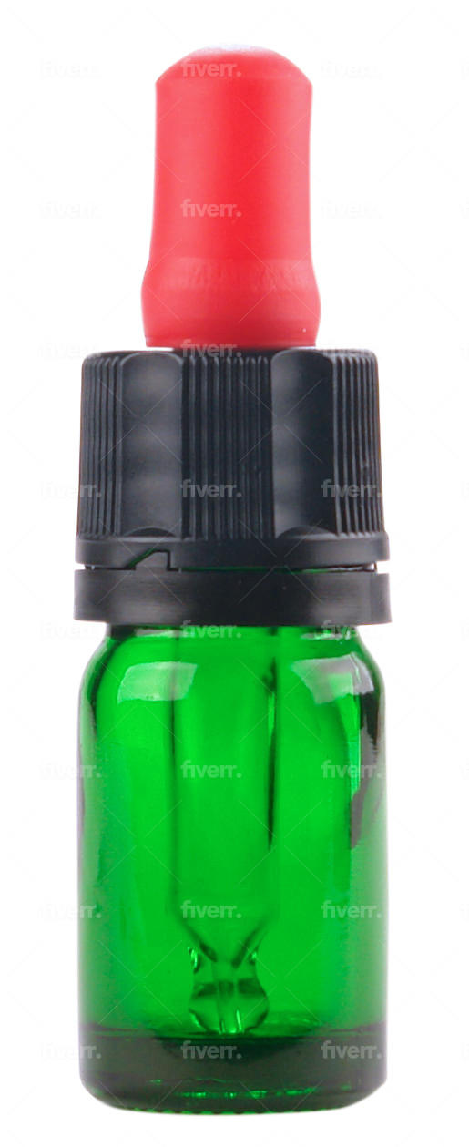 5ml groen glazen flesje met pipet rood/zwart met garantiesluiting 