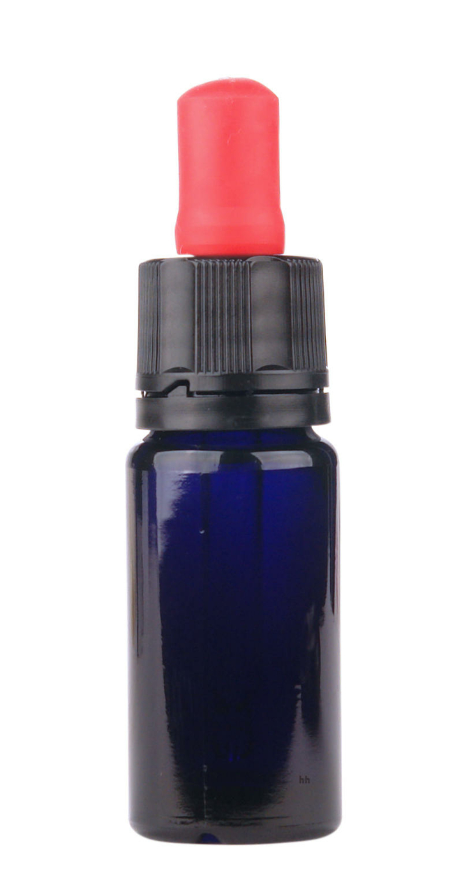10ml UV Violet glas flesje met rood/zwart pipetten met garantiesluiting  