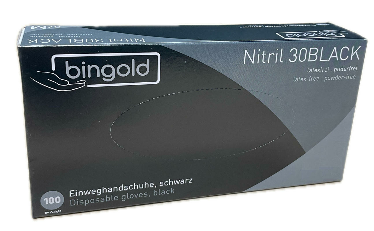 Bingold Handschoenen NITRIL Zwart Poedervrij - CE Keurmerk - Doos 10 x 100st