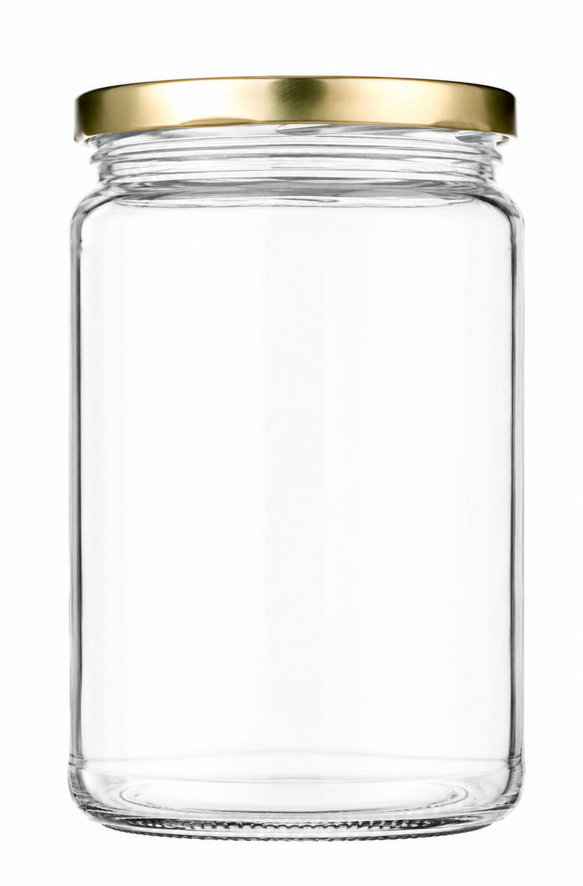 jampot 638ml met goudkleurig deksel