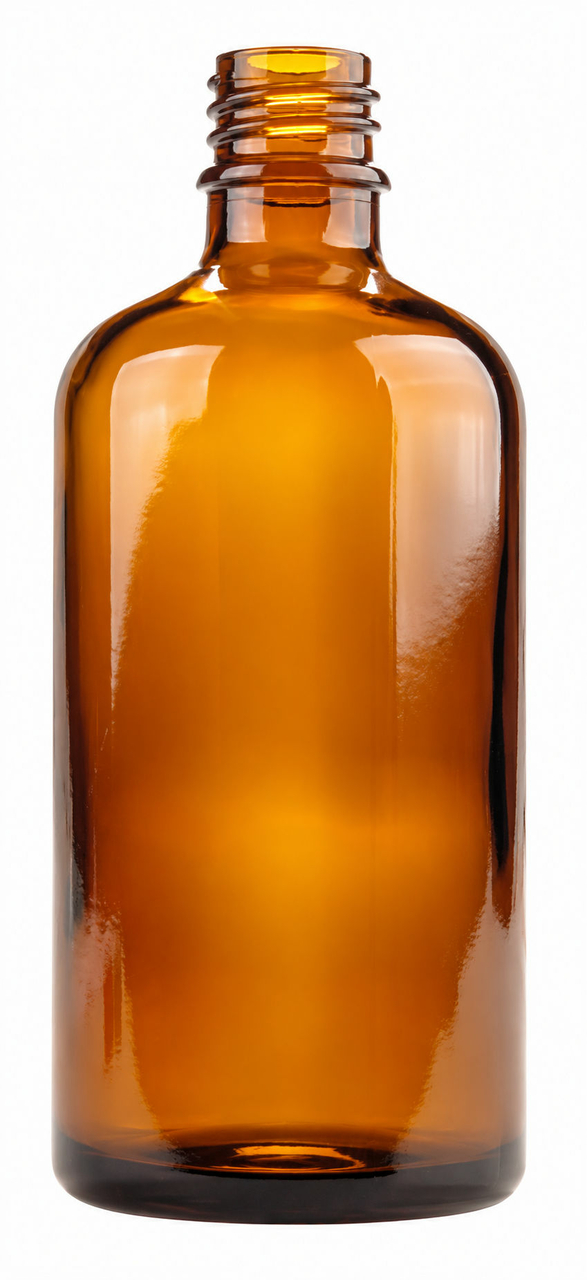 Druppelflesje 100 ml amberkleurig bruin glas met DIN 18-schroefhals