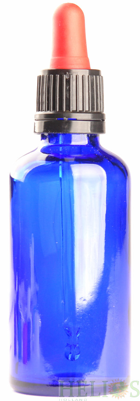 fles 50ml blauw hele tray 88 stuks met rood/zwart pipet