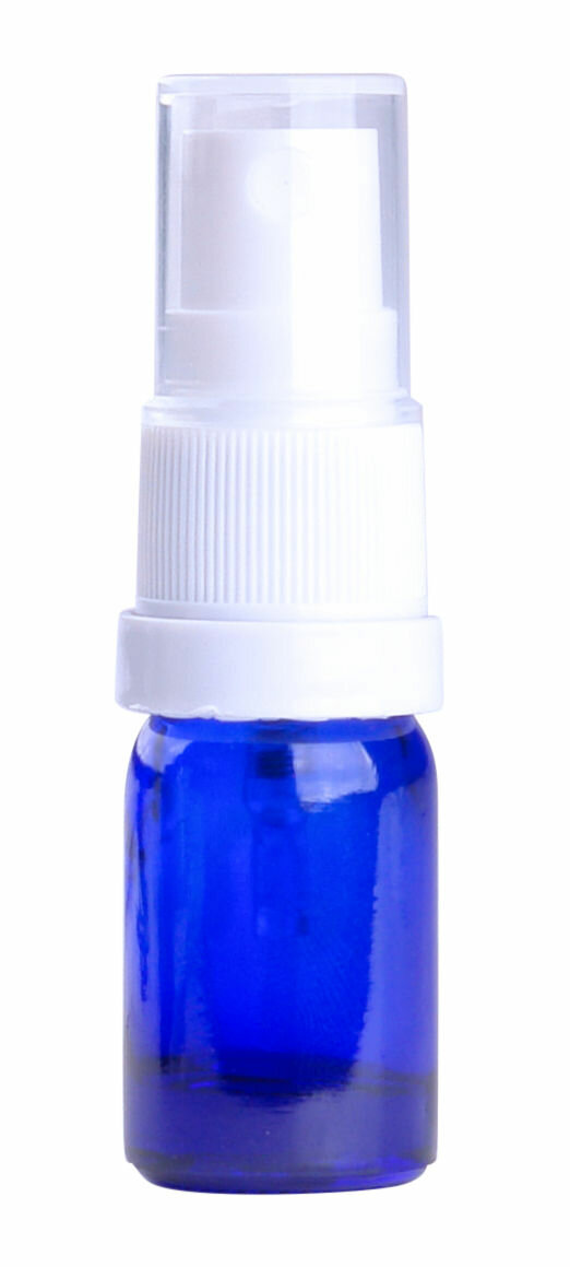 Fles 5ml blauw met Witte Spraydop / Verstuiver