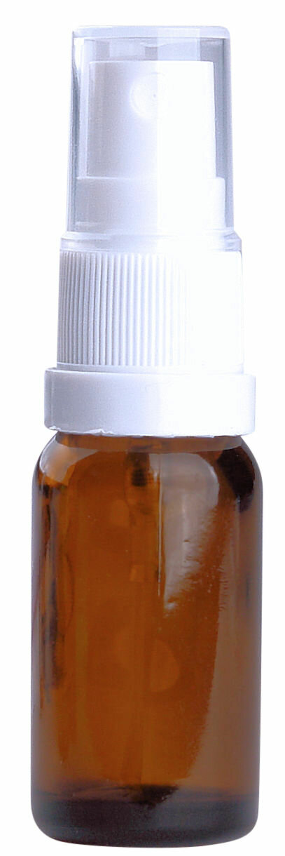 Fles 10ml amber met Witte Spraydop / Verstuiver