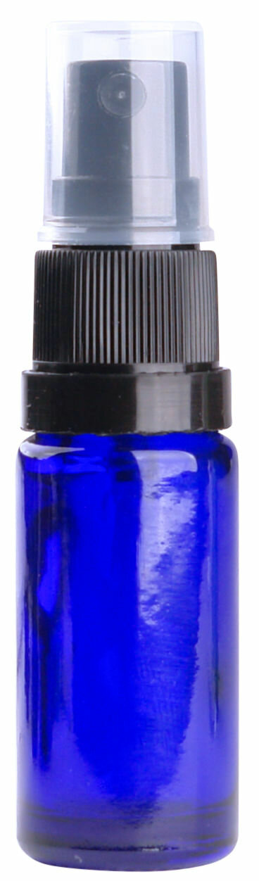 Fles 10ml blauw met Zwarte Spraydop / Verstuiver