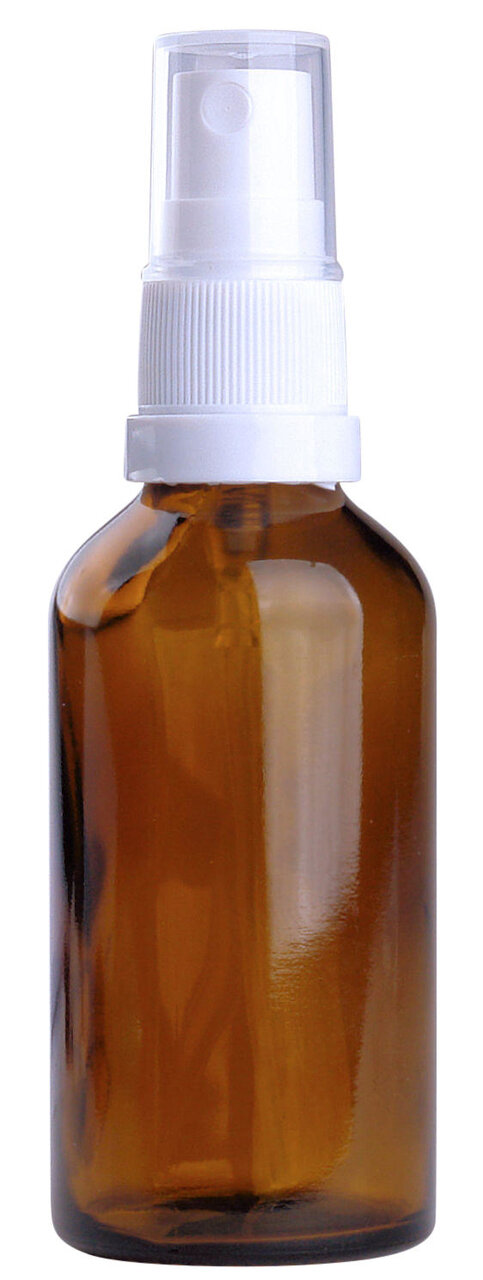 Fles 50ml amber met Witte Spraydop / Verstuiver