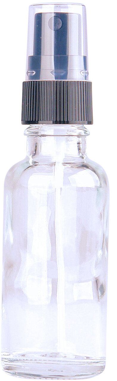 Fles 30ml helder met Zwarte Spraydop / Verstuiver