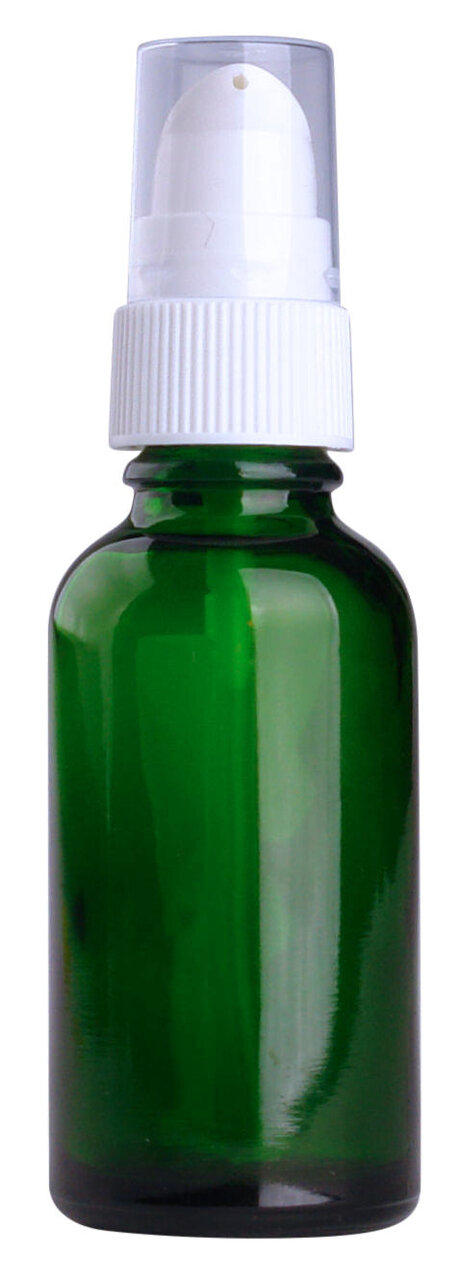 Fles 30ml groen met Serum pompje / Dispenser  