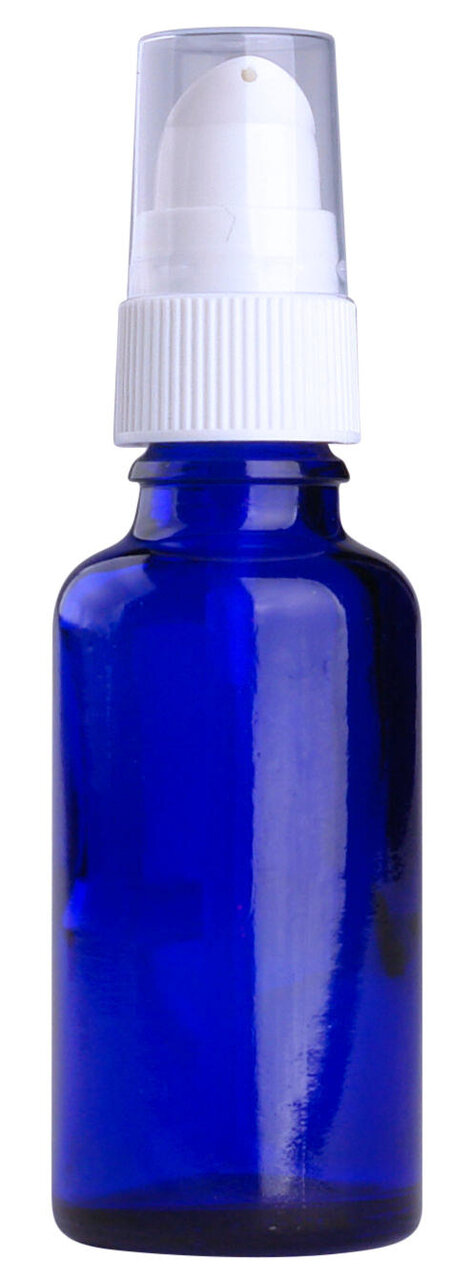 Fles 30ml blauw met Serum pompje / Dispenser 