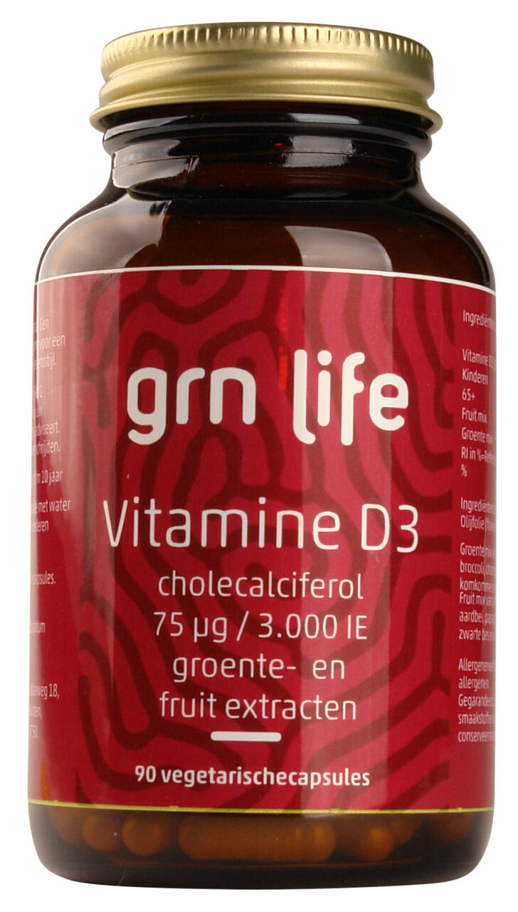 GRN LIFE Vitamine D3 75mcg/3000IU met Groente- en Fruitextracten