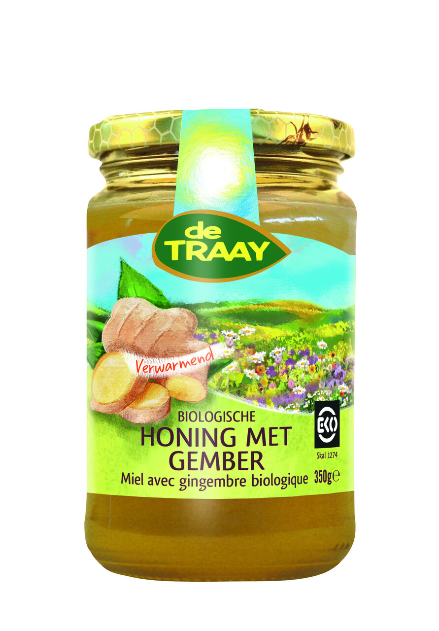 Honing met Gember BIO 350 gram - De Traay