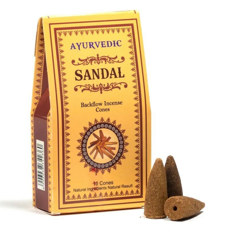 Ayurvedische Sandelhout Backflow 10 Wierookkegels