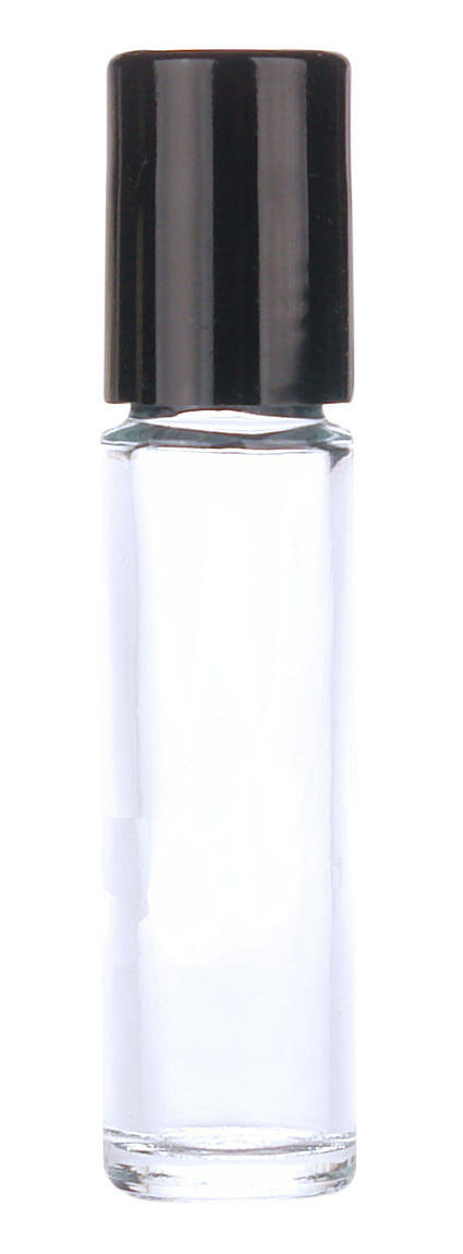 Rollerflesje 10ml - Helder Glas - Zwarte Dop