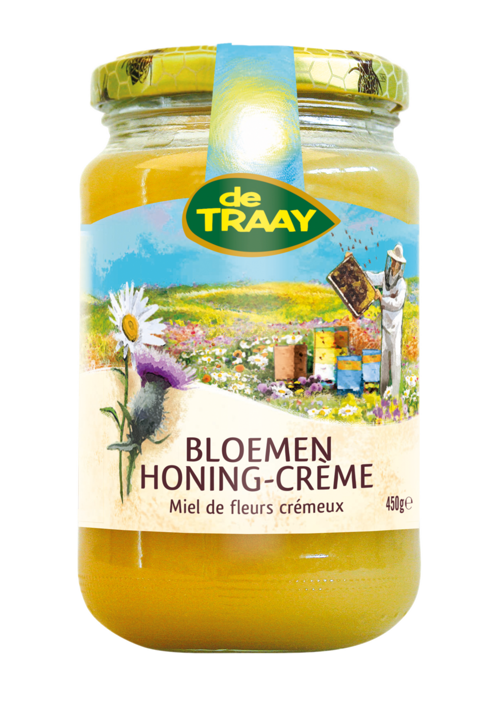 Bloemenhoning cr&egrave;me - 450 gram - De Traay