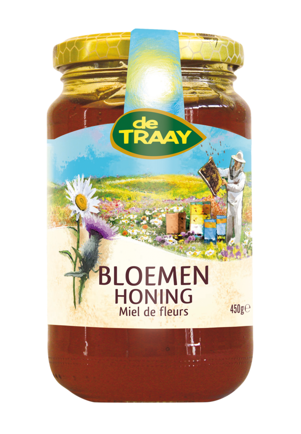 Bloemenhoning vloeibaar - 450 gram - De Traay