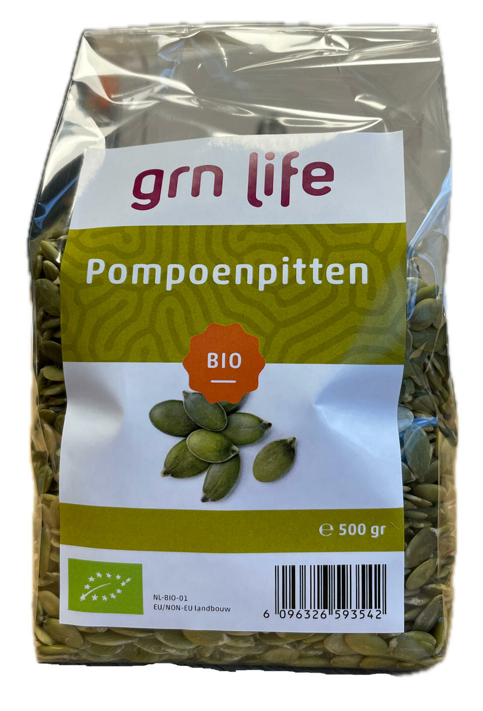 Pompoenpitten Ongezouten/Ongeroosterd BIO - 500g - GRN LIFE