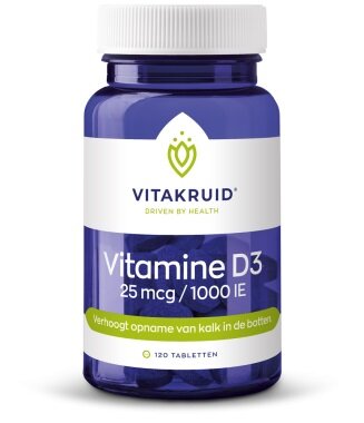 Vitamine D3 - 25 mcg / 1000 IE - 120 tabletten - Vitakruid