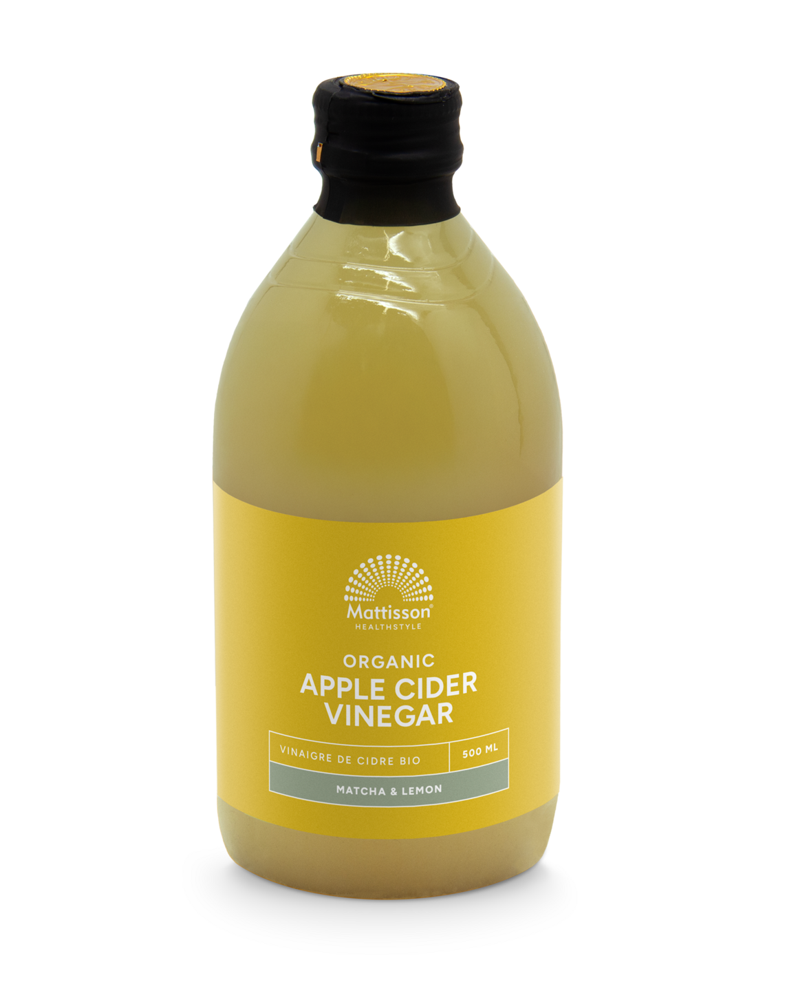 Biologische Apple Cider Vinegar (appelazijn) -  Matcha &amp; Citroen - 500ml - Mattisson