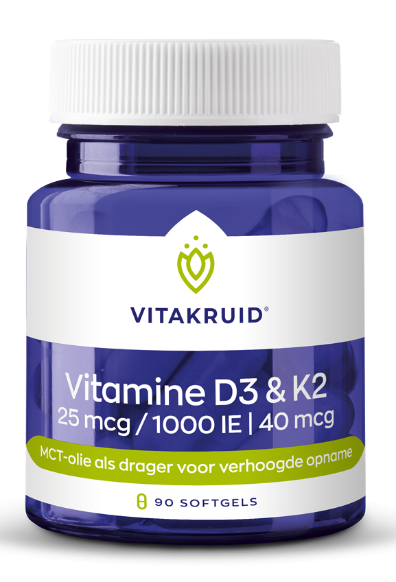 Vitamine D3 &amp; K2 - 90 softgels - Vitakruid