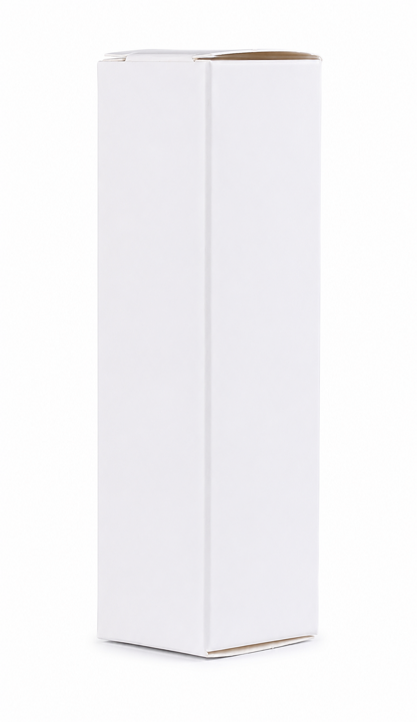 wit kartonnen flesdoosje 27 mm breed en 91 mm hoog