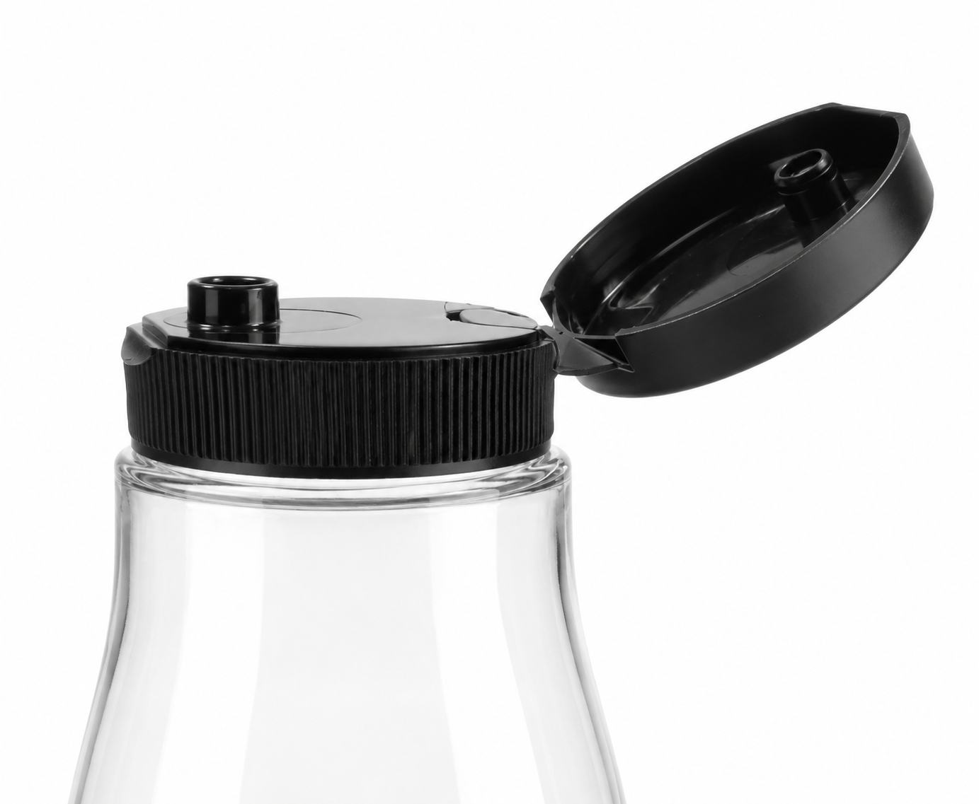 zwarte 38SP400 flip-top dop voor PET sausfles