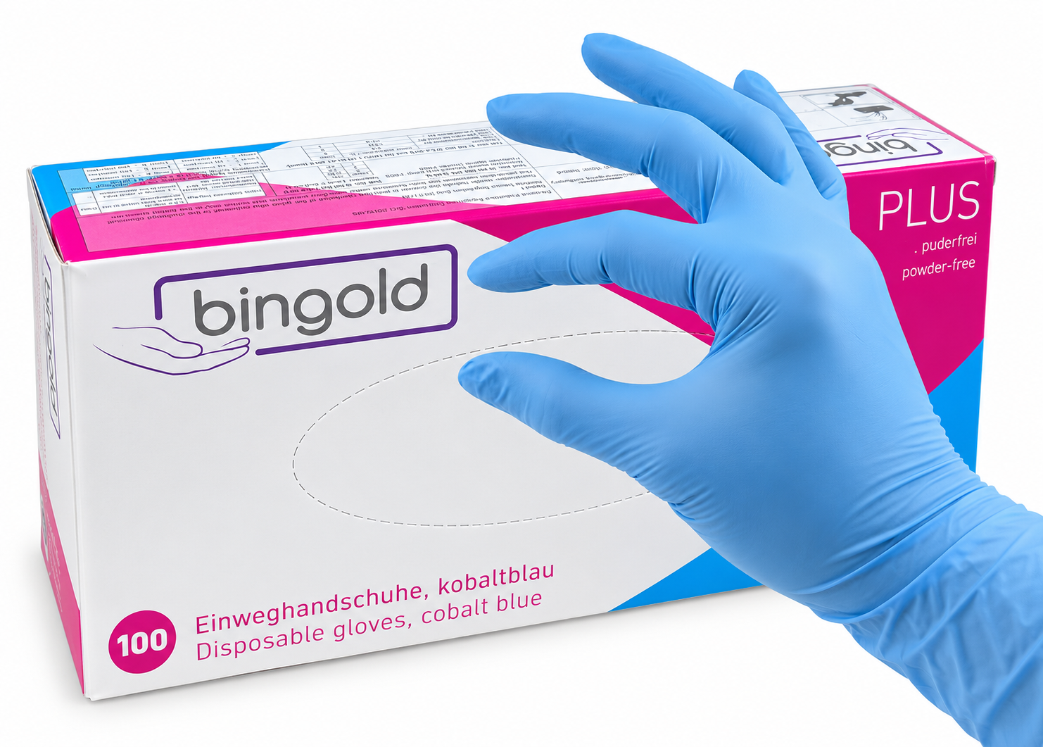 BINGOLD Nitril 50.300 blauwe nitril handschoenen 100 stuks