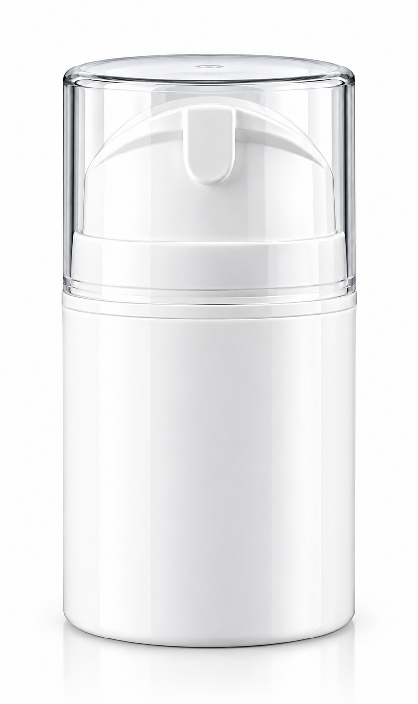 Witte airless dispenser 50 ml met transparante kap