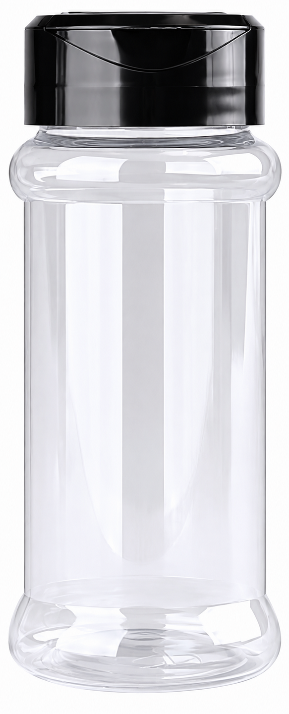 Strooibus 100 ml PET helder met zwart strooideksel