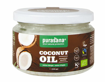 Purasana Kokosolie Olie Extra Vierge 250ml BIO / Fairtrade Kopen - Helios Holland Webshop