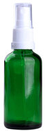 Flacon 50ml Verre Vert avec Microdoseur / Pompe de Spray Blanc