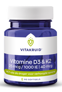 Vitamine D3 &amp; K2 - 90 softgels - Vitakruid