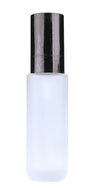 Glazen pompflesje 45 ml van mat glas met luxe doseerpomp en overcap.