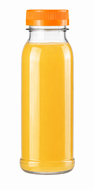 250 ml rPET sapfles met oranje draaidop gevuld als voorbeeld