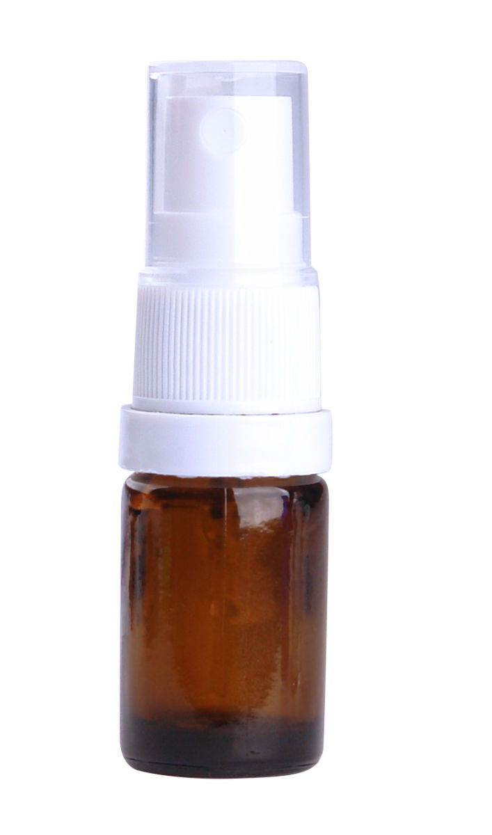 Fles 5ml amber met Witte Spraydop / Verstuiver