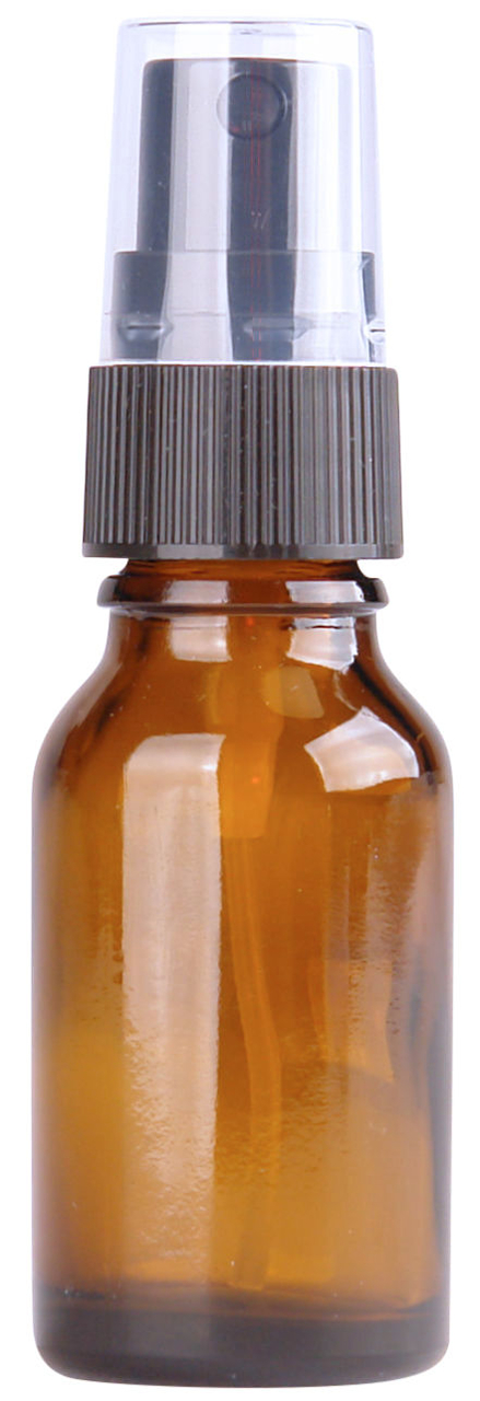 Fles 15ml amber met Zwarte Spraydop / Verstuiver