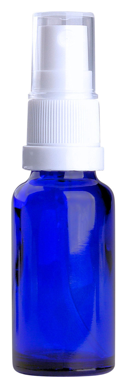 Fles 20ml blauw met Witte Spraydop / Verstuiver