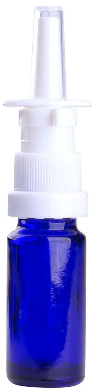 Fles 10ml blauw met Neusverstuiver / Neussprayer