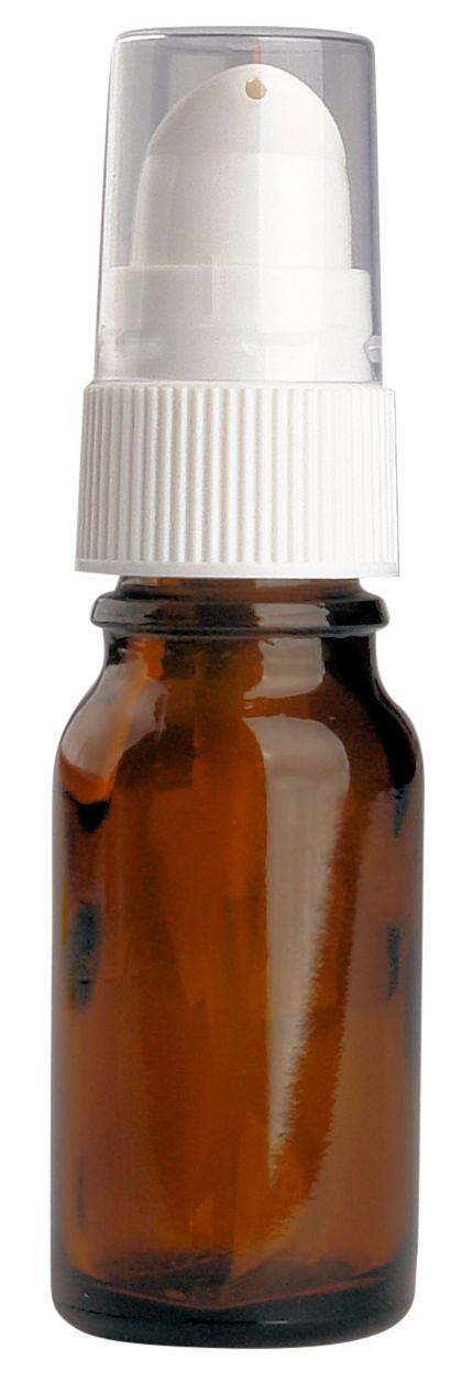 Fles 10ml amber met Serum pompje / Dispenser  